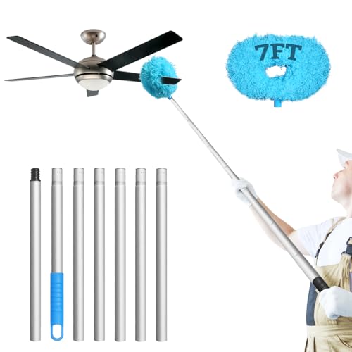 Eunice Ceiling Fan Cleaner Duster with Extension Pole,Blue 7FT - color: Blue, size: 7FT