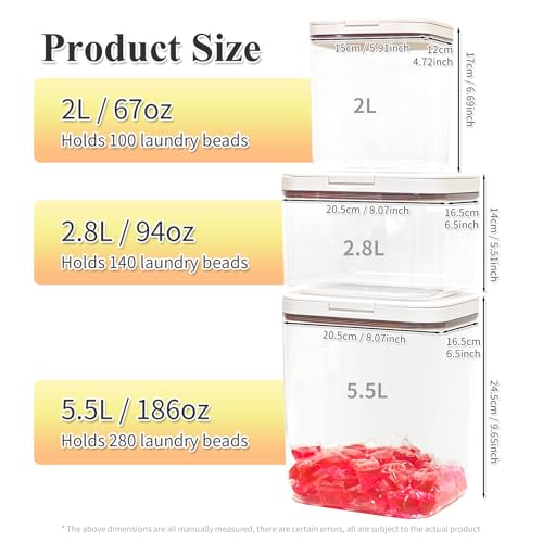 Gute 3 Pack Laundry & Dishwasher Pod Container Set,67oz 94oz 186oz Storage - color: 10.3L