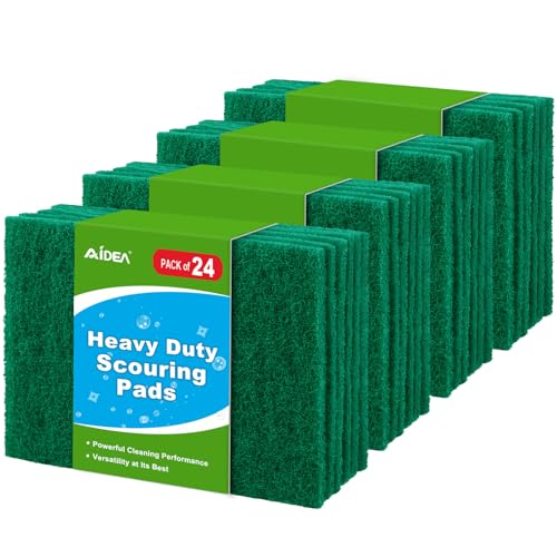 AIDEA Heavy Duty Scouring Pads 24PK, Brillo Pads Cleaning Pads, 5.5in*3.5in - color: Green, size: 24PK