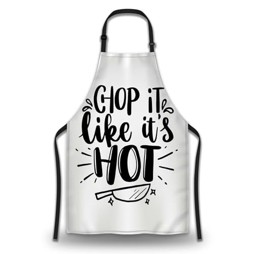 Chef Apron for Women Chop It Like It’s Hot, Funny Kitchen Lettering Quotes Funny Aprons for Men for Kitchen Cooking Restaurant BBQ Painting Crafting 27” (W) x 31” (H), Waterproof Apron - color: Chop It Like It's Hot