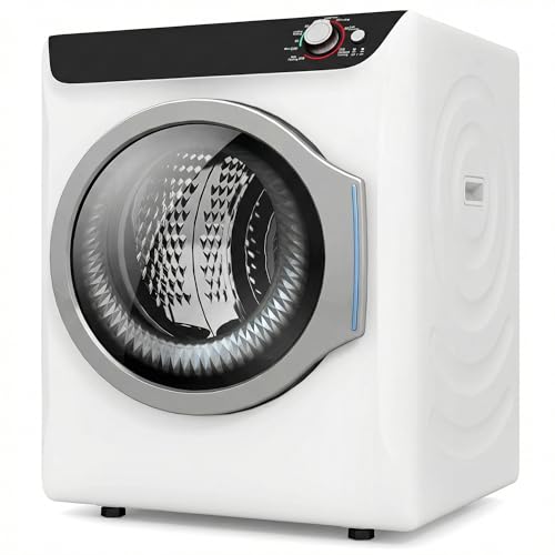 Auertech 2.6 CU. FT. Portable Dryers for Laundry, Compact Clothes Dryer with Stainless Steel Tub, 1400W Dryer Machine, Electric Dryer with Control Knob for Apartment, Dorm, RV, White - size: 2.6 CU. FT.