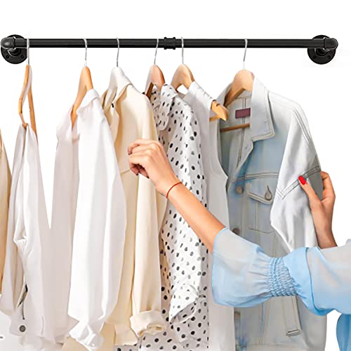 Wall Mounted Clothes Rack - 48" Clothing Garment Rack - size: Black 48" x1 pcs(2Base)