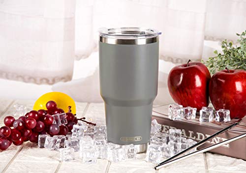 D·S 30oz Grey Tumbler Double Wall Vacuum Insulated Travel Coffee Mug - color: Gray