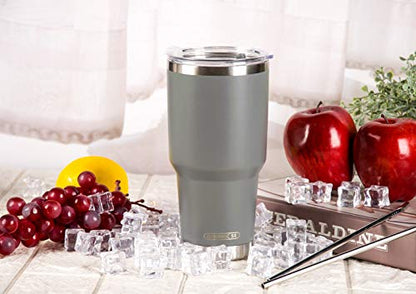 D·S 30oz Grey Tumbler Double Wall Vacuum Insulated Travel Coffee Mug - color: Gray
