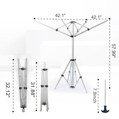 Auto Care Umbrella Clothes Drying Rack, 4-Arm Telescopic Aluminum Windproof Outdoor Laundry Dryer