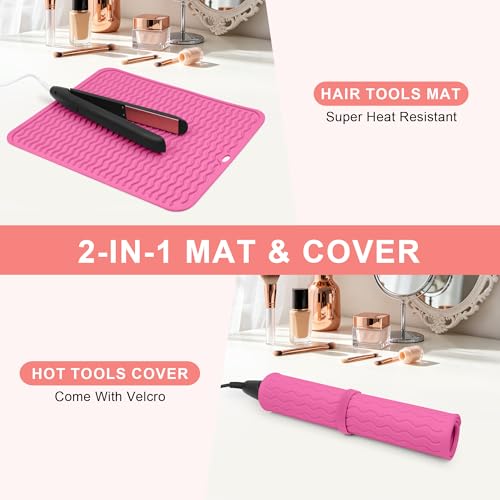 Oversize Silicone Heat Resistant Mat for Hair Tools - color: Hotpink