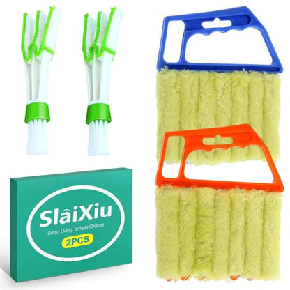 slaixiu 4-Pack 7 Finger Window Blind Cleaner Duster Tool, Washable Mini Blinds Cleaner Brush for Wood, Vinyl Shutters, AC Air Vent, and Car Fan Dusting