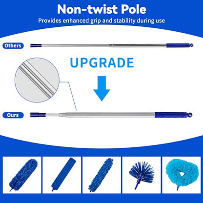 Duster with Extension Pole, 7 in 1 Cleaning Kit with Microfiber Dusters - size: 7 in 1