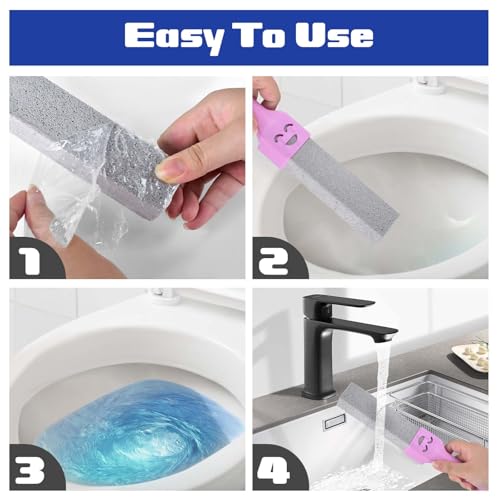 CONLI 8 Pack Pumice Stone Toilet Bowl Cleaner, Toilet Pumice Stone with Handle Remove Toilet Bowl Hard Water Rings Suitable for Cleaning Toilet Bathroom Kitchen Sink Grill - color: 8 Pack