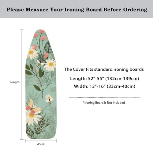 Daisy & Bee Ironing Board Cover and Pad Standard Ironing Board Cover with Elastic Edge and Hook and Loop Fasteners Heat-Reflective Fabric - color: Daisy & Bee