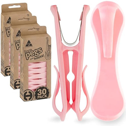 Hegs 30 Pack Pastel Pink - The Smartest Heavy Duty Clothespins with Hooks - Hang 3 Garments at Once with Our Tough, Dual Hooks Clothes Pins with Anti-Rust Spring - Durable, Colorful Clothespins - color: 30 Pack (Pastel Pink)