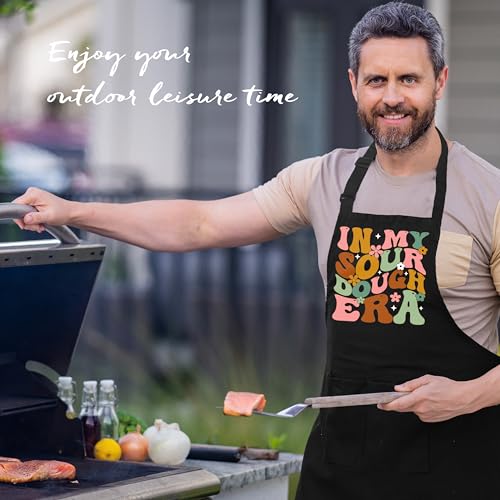 Sourdough Bakers Gifts Apron with Pockets, Baking Lovers Gifts, in My Sourdough Era Waterproof Adjustable Cooking Apron for Kitchen Dishwashing Grilling