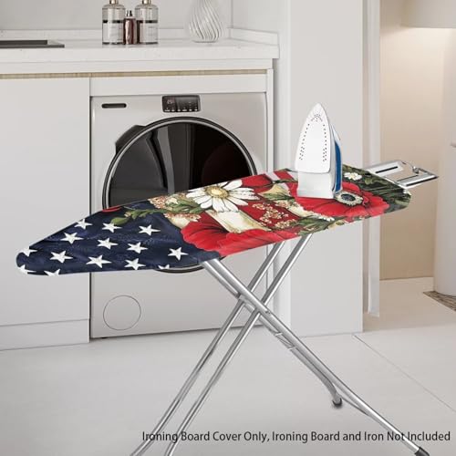 American Flag Poppy Iron Board Cover Stain Resistant Ironing Board Replacement Cover Thick Padding Fits Standard Size - color: American Flag Poppy