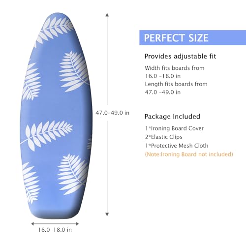 SheeChung Ironing Board Cover and Pad 18"x49",Extra Wide Iron Board Cover - color: Blue+leaf, size: 49"L x 18"W