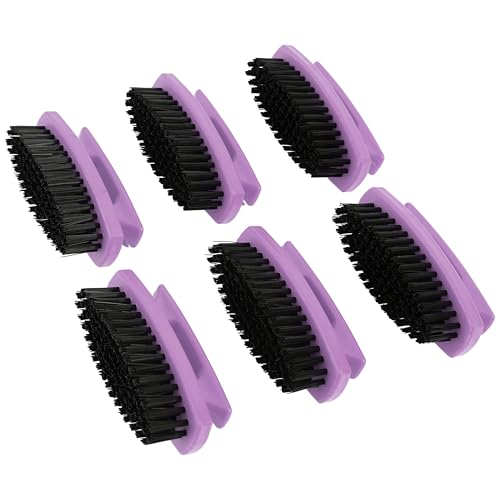 GreatNeck Nail Brush, 6 Pack Nail and Hand Scrub Brush Set, Stiff Bristles, Comfortable Scrubber Grip, Salon or Construction Quality, Gift For DIYer or Nail Techs - color: Purple