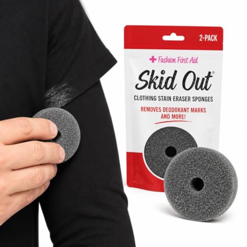 Skid Out Reusable Dry Deodorant & Makeup Stain Remover Sponge for Clothes - color: Gray, size: 2 Count (Pack of 1)