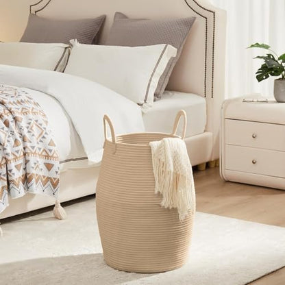 Extra Large Laundry Hamper Basket 105L Woven Blanket Basket, Jute Brown - color: Jute Brown, size: 105L