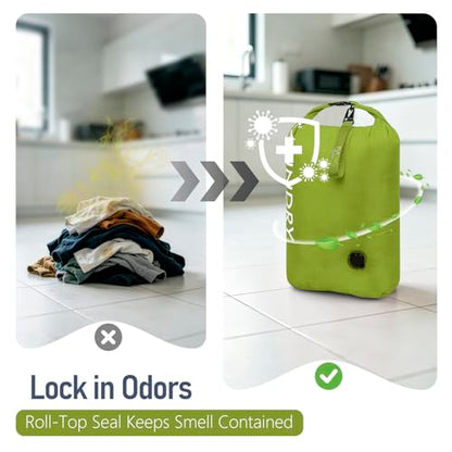 WiseBoy 2 Pack Travel Laundry Bag, Compression Storage for Dirty Clothes - color: Navy & Green