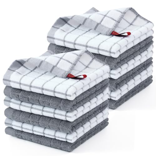 Homaxy Premium Cotton Kitchen Dish Cloths 12"x 12", 12 Pack, Grey - color: Grey, size: 12" X 12" - 12 Pack