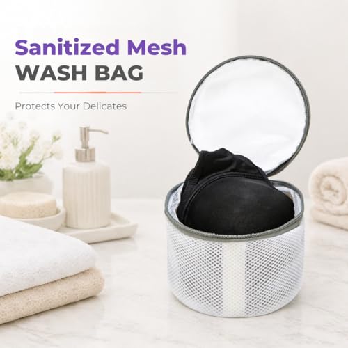 Laundry 360 Sanitized Mesh Wash Bra Bag for Delicates White Color | Protective Laundry Bag | Machine Washable Lingerie Net Bag - size: 1 Pack