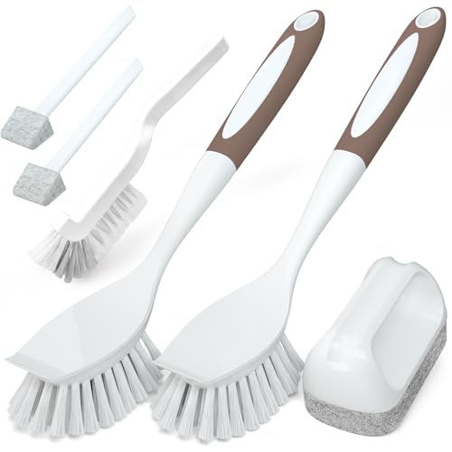 Holikme Dish Brush Cleaning Brush Set for Cleaning Groove Gap,Brown - color: Brown