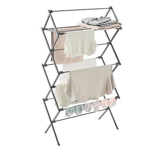 SONGMICS Foldable Clothes Drying Rack, 29.5 x 14.6 x 53.1 Inches - color: Gray, size: 29.5" W