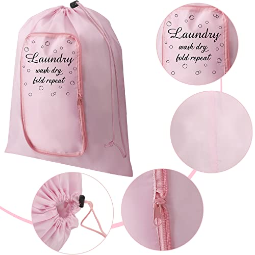 Boao 2 Pcs Travel Laundry Bag with Drawstring Zipper - color: Pink, Gray, size: Bubble