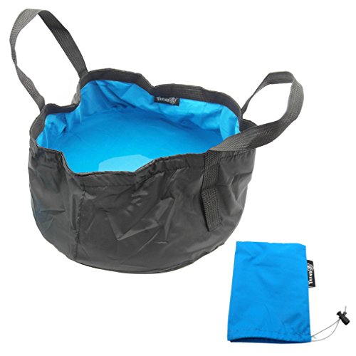 TRENDBOX Foldable Wash Basin Sink Water Bag Portable Mini 8.5L for Footbath Camping Hiking Outdoor Durable Design - color: Blue
