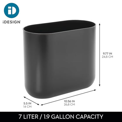 iDesign Small Slim Plastic Bathroom Trash Can, Gray - color: Charcoal, style: Pack of 1