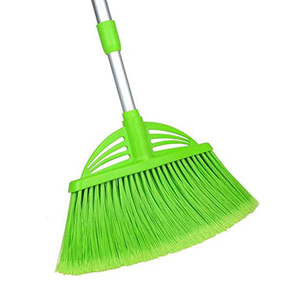 Three-Section Telescopic Aluminum Alloy Rod Long-Handled Broom for Housekeeping Garden Camping Outdoor&Indoor, 3 CPS Green - color: 3pcs Green