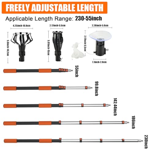 26FT Light Bulb Changer Kit, Telescoping Pole with 2 Gripper Baskets