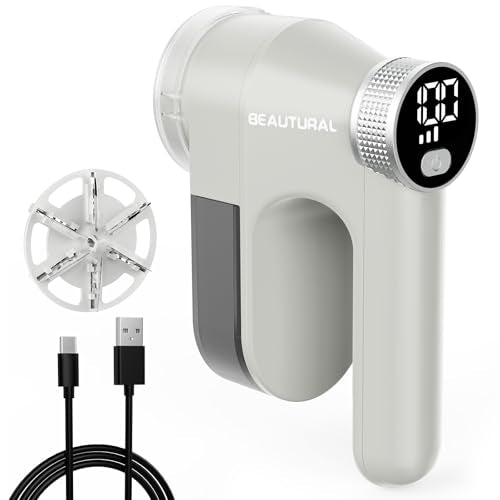 BEAUTURAL Fabric Shaver and Lint Remover, Rechargeable Sweater Defuzzer - color: Light Gray