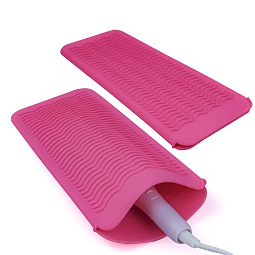 Silicone Heat Resistant Mat Pouch for Hair Straightener,Curling Iron, Pink - color: Pink, size: 2 Pack