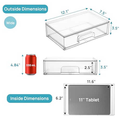 Vtopmart Clear Stackable Storage Drawers, 4 Pack Wide Plastic Organizers - style: 4pack Wide