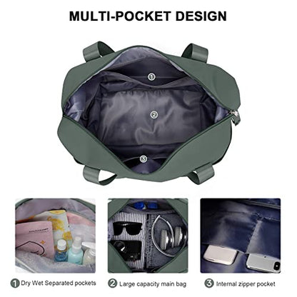 Travel Duffel Bag,Sports Tote Gym For Spirit Airlines Personal Item Bag 18x14x8 Foldable,Carry on Shoulder Expandable Weekender Overnight for Women,Green - color: A6-Green