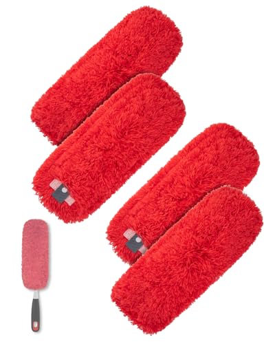 Microfiber Duster Refills Compatible with OXO Good Grips Duster - color: Red, 4 Pack