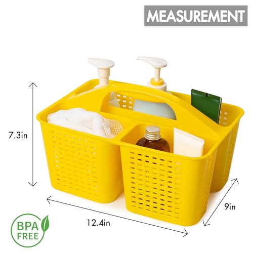 Tiawudi Portable Shower Caddy, Caddy Organizer with Handle, Plastic Shower Basket Hold Soap, Shampoo, Hair Supplies and Beauty Products, Cleaning Supplies Organizer for Home, Dorm, Shelf and Cabinet - color: Yellow