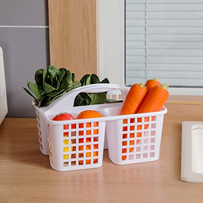 Portable Shower Caddy Basket Plastic Storage Basket with Compartments White - color: White