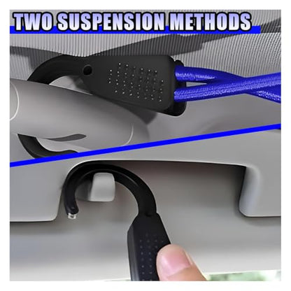 YoRise Rubber Car Bungee Cords with Hooks, 57.08" Adjustable Car Clothesline, Heavy Duty Portable Cloth Elastic Cord, Vehicle Travel Essential Accessories for Cars, SUVs, Trucks (Blue)