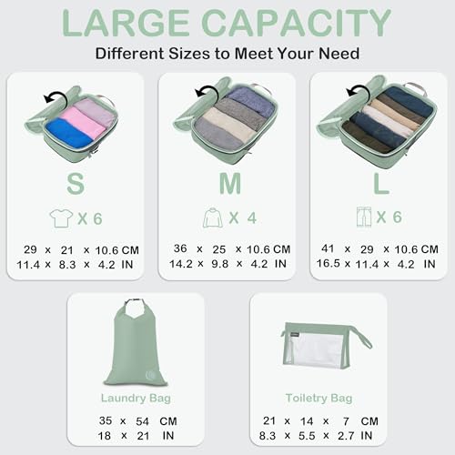 Cipway Compression Packing Cubes for Travel (6 Piece,Sage Green) - color: Sage Green, size: 6PCS