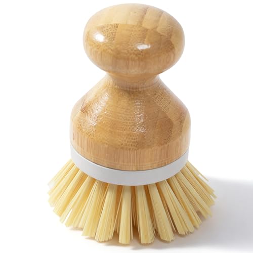 Bamboo Dish Brush, Natural Wooden Washing Dish Brush Scrubber for Pans Dishes Pots Kitchen Sink Cleaning