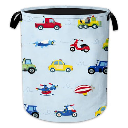 Toy Vehicles Laundry Basket, Airplane Car Collapsible Laundry Hamper Waterproof Oxford Cloth With Handles, Clothes Storage Bucket For Bathroom/Bedroom 16" x 20.8" - color: Toy Vehicles
