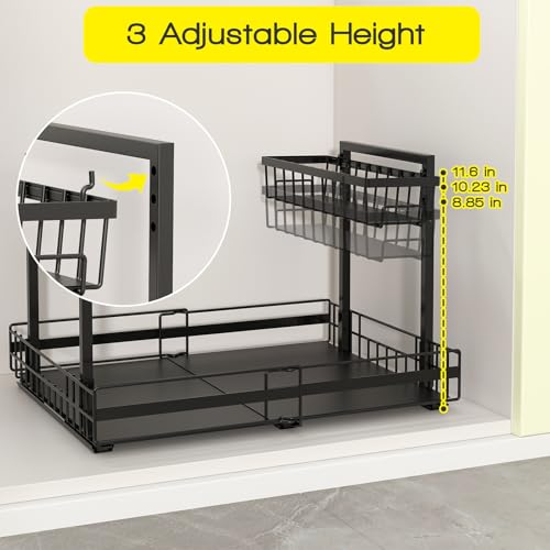 NADAMOO Expandable Under Sink Organizer, 2-Tier Pull Out Cabinet Organizer