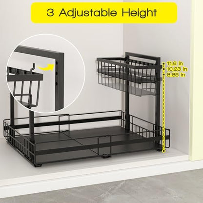NADAMOO Expandable Under Sink Organizer, 2-Tier Pull Out Cabinet Organizer