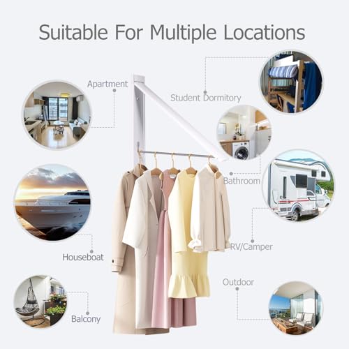 Wall Mounted Folding Clothes Drying Rack, Aluminum,Pearl White - color: Pearl White