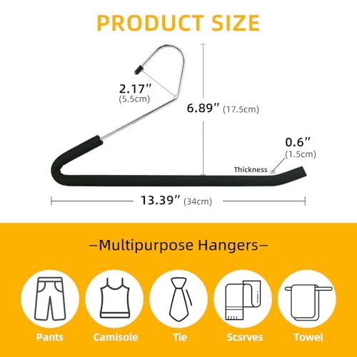 Open Ended Pants Hangers, 10 Pack Non-Slip Foam Padded Pants Hangers Space Saving Heavy Duty for Jeans, Trousers, Slacks - size: 10 Pack