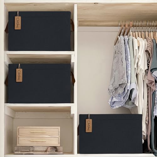 CHICVITA 30L Large Fabric Closet Bins for Shelves, 2Pack, Black - color: Black, size: 16 ¾" L x 11" W x 9 ¾" H