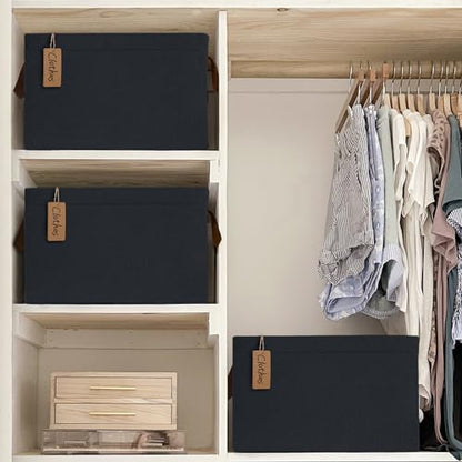 CHICVITA 30L Large Fabric Closet Bins for Shelves, 2Pack, Black - color: Black, size: 16 ¾" L x 11" W x 9 ¾" H