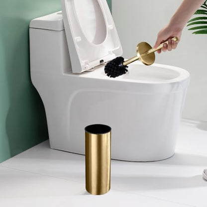 Brushed Gold Stainless Steel Floor-Standing Toilet Brush and Holder - color: Brushed Gold