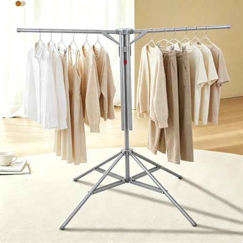 Clothes Drying Rack Outdoor Tower Rack Portable Foldable Collapsible Hanging Dry Rack, Grey